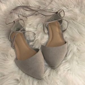 • Grey Lace Up Flats •